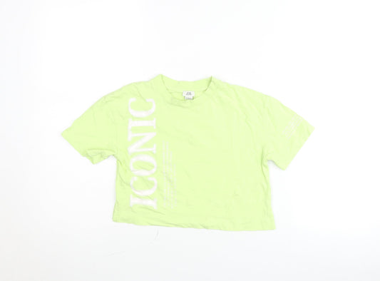 River Island Girls Green Cropped Graphic T-Shirt 5-6 Years