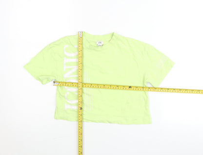 River Island Girls Green Cropped Graphic T-Shirt 5-6 Years
