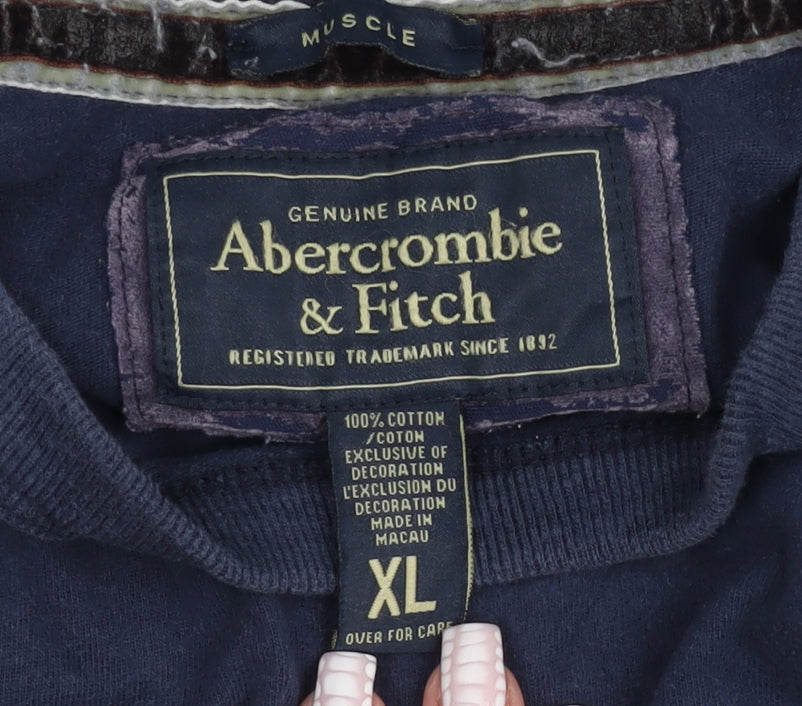 Abercrombie & Fitch Women Blue XL Crew Neck Cotton Pullover Jumper
