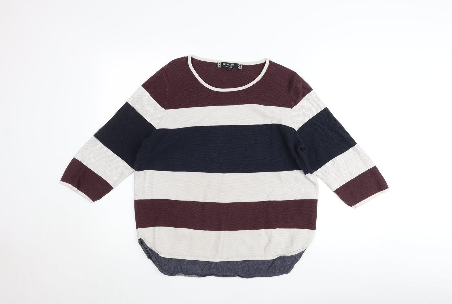 Principles by Ben de Lisi Women’s Multicoloured Striped Knit 3/4 Sleeve Top Size 18