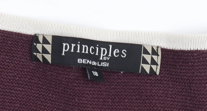 Principles by Ben de Lisi Women’s Multicoloured Striped Knit 3/4 Sleeve Top Size 18