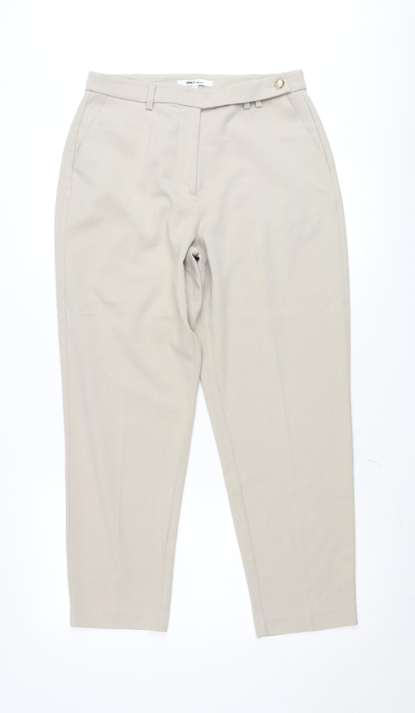 ONLY Women Beige Tailored Straight Trousers Size 10