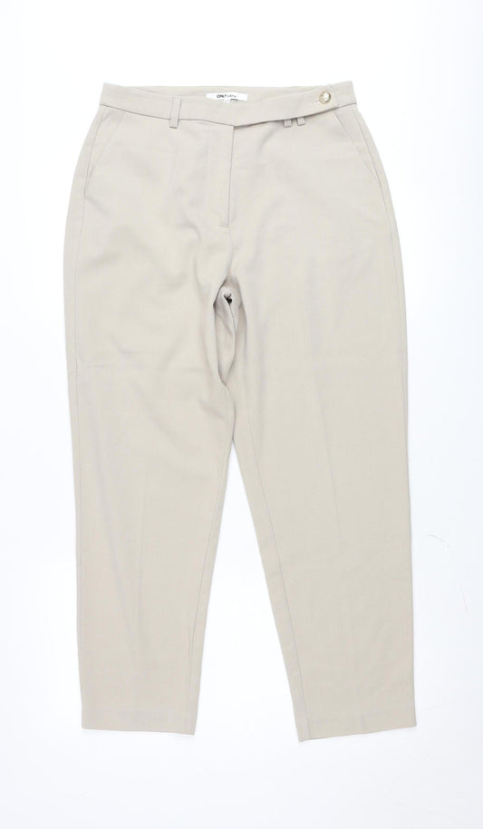 Additional front view of Only Women Beige Tailored Straight Trousers, size 10