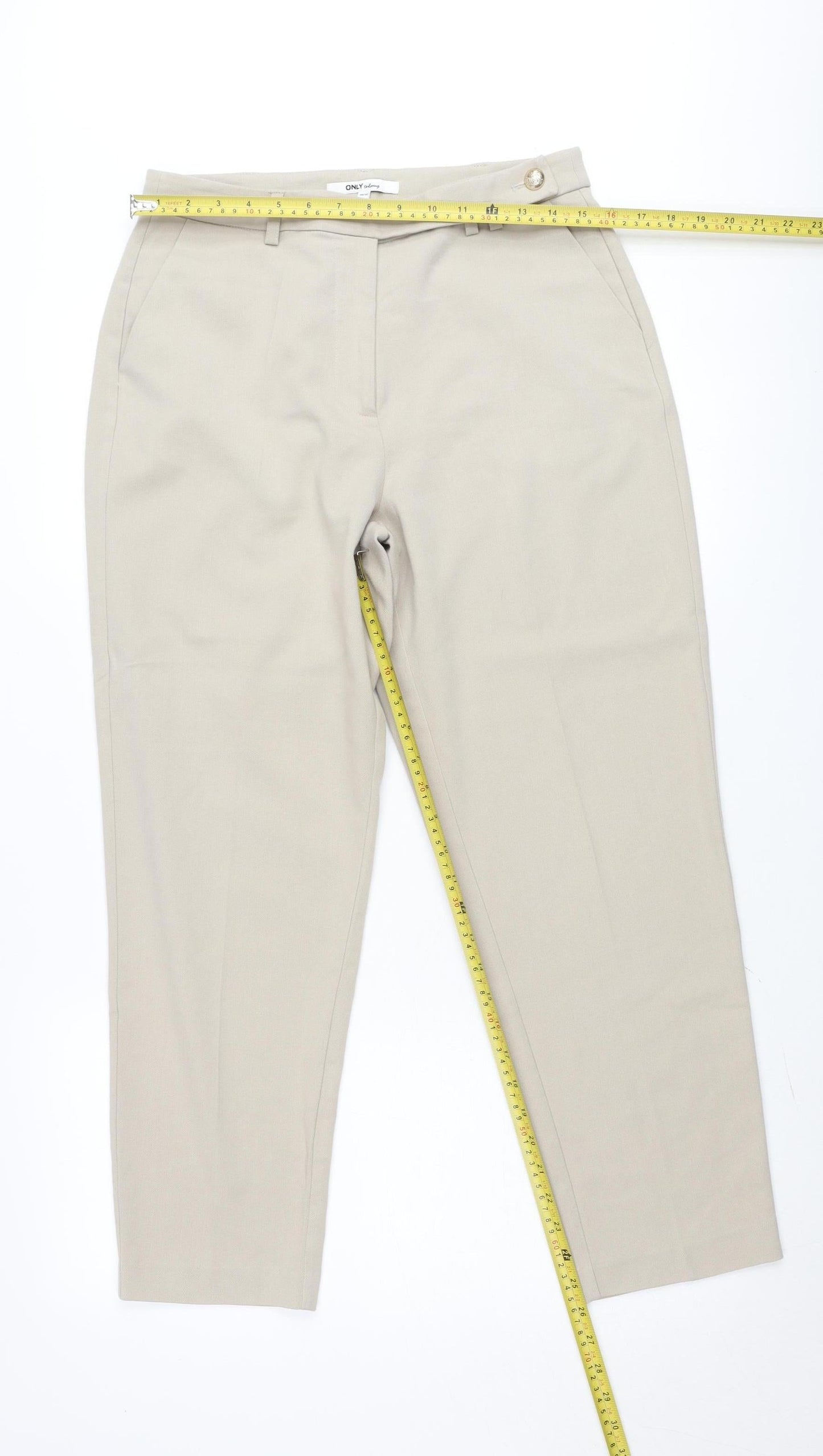 ONLY Women Beige Tailored Straight Trousers Size 10