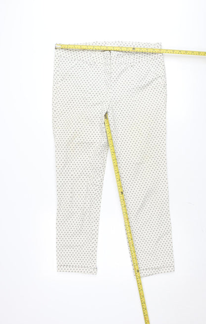 LFT Women's Beige Geometric Stretch Chino Trousers Size 12 Slim Fit