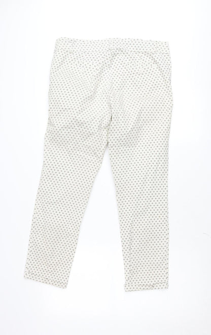 LFT Women's Beige Geometric Stretch Chino Trousers Size 12 Slim Fit