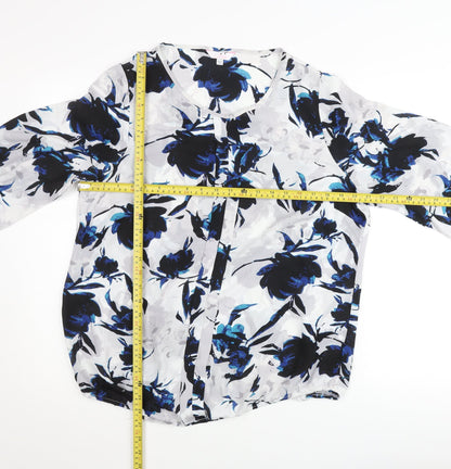 Julipa Women Blue Floral Chiffon Tunic Blouse Size 14