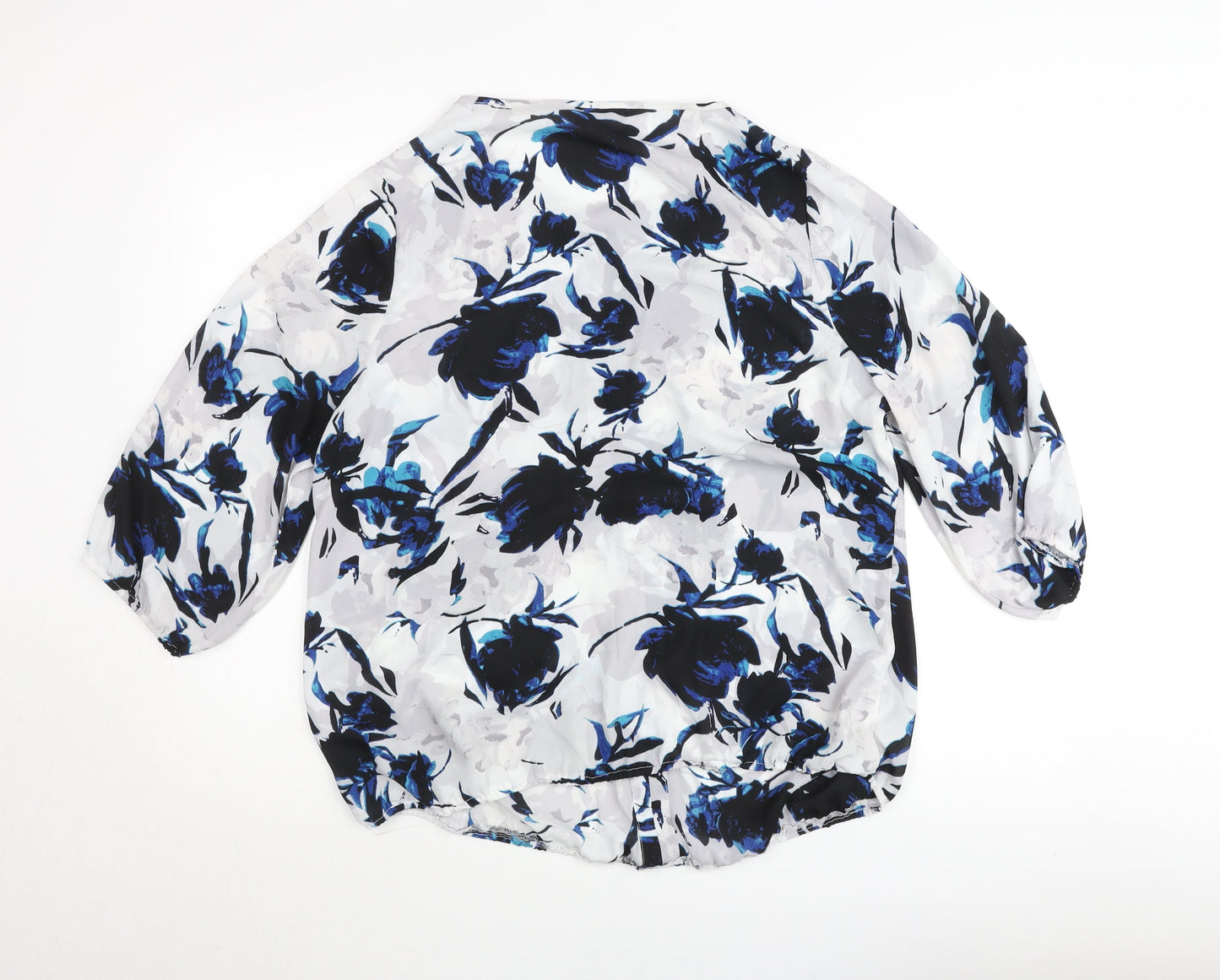 Julipa Women Blue Floral Chiffon Tunic Blouse Size 14