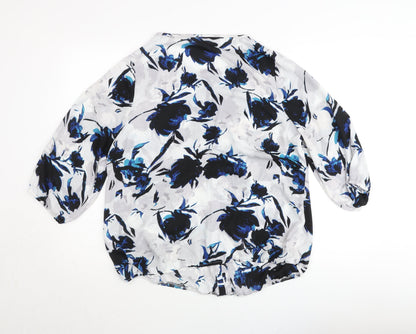 Julipa Women Blue Floral Chiffon Tunic Blouse Size 14