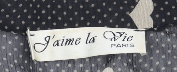 J'aime la Vie Women's Black Heart Print Wrap Blouse Size S