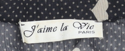 J'aime la Vie Women's Black Heart Print Wrap Blouse Size S