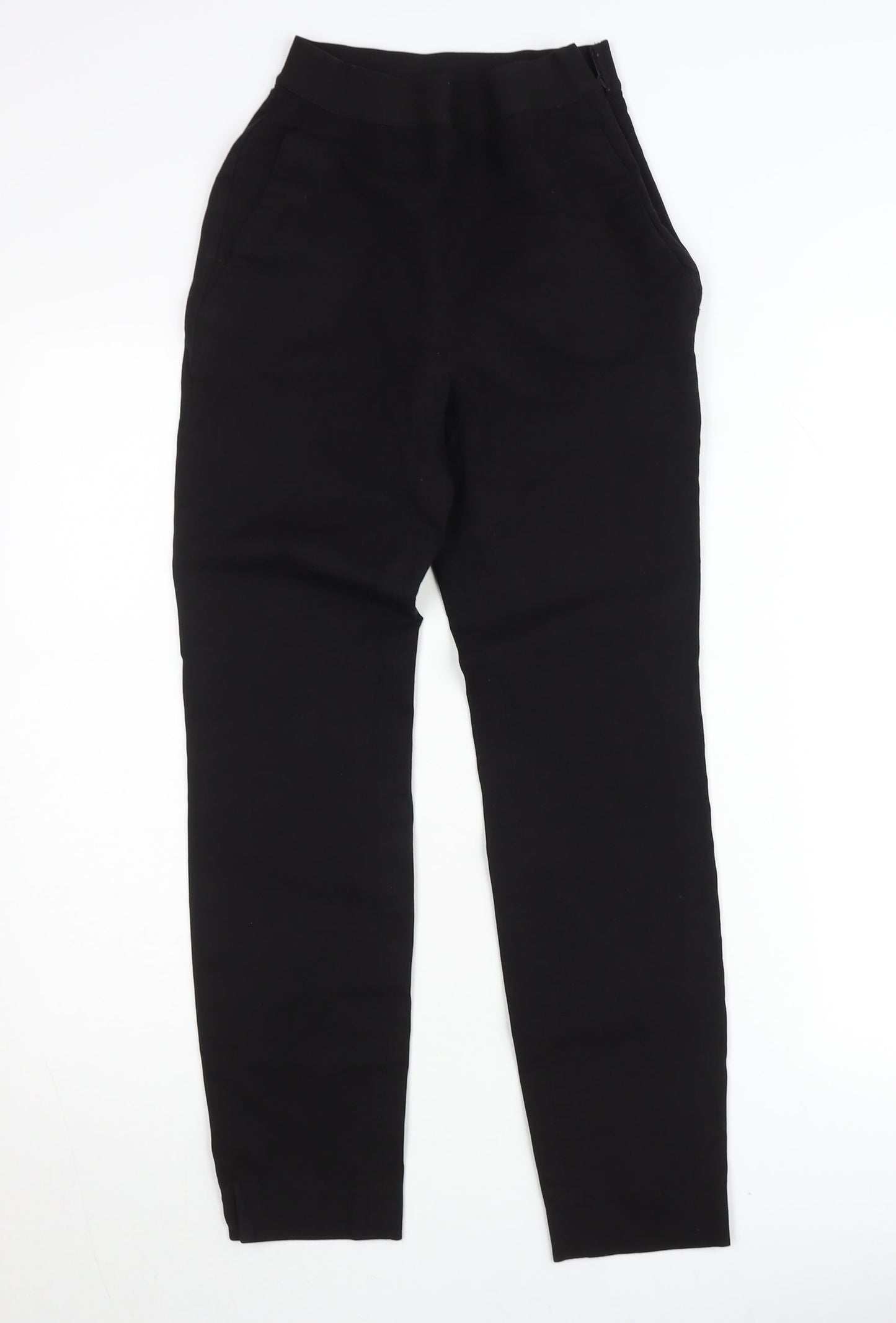 Massimo Dutti Women’s Black Slim Fit High Rise Cotton Stretch Trousers Size 6