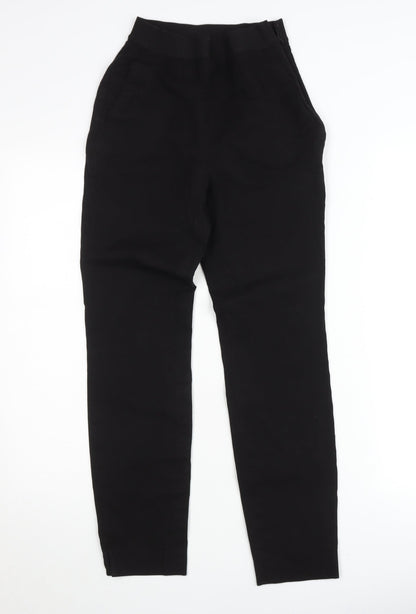 Massimo Dutti Women’s Black Slim Fit High Rise Cotton Stretch Trousers Size 6