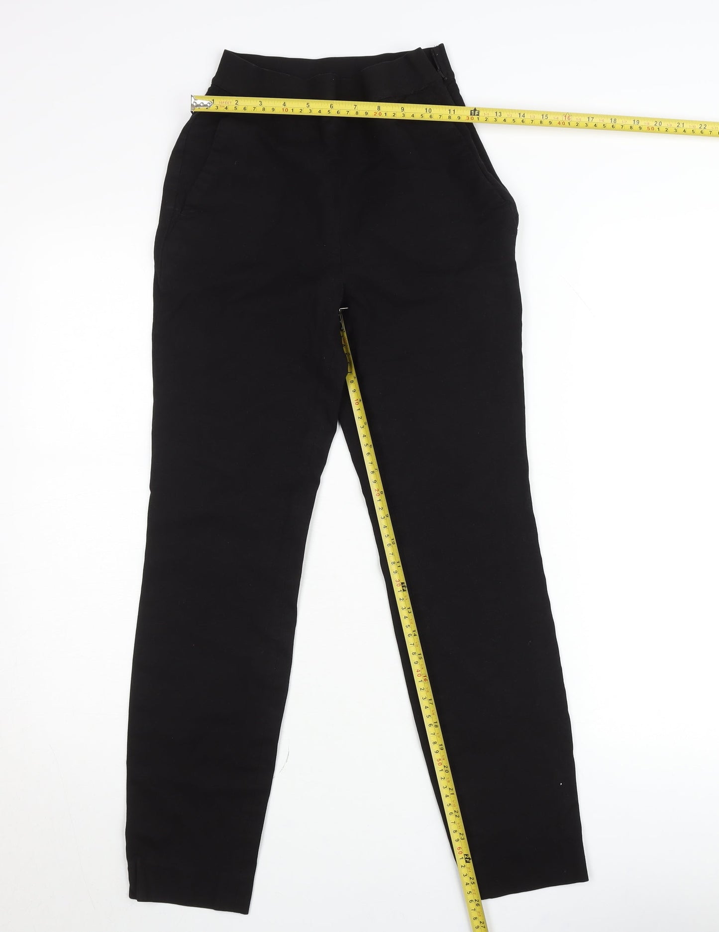 Massimo Dutti Women’s Black Slim Fit High Rise Cotton Stretch Trousers Size 6