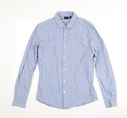 ASOS Men's Blue Check Slim Fit Long Sleeve Button-Up Shirt M