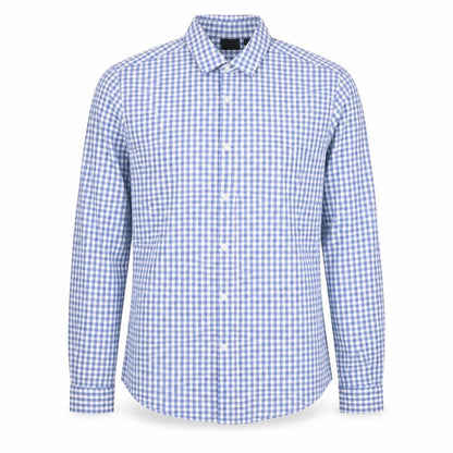 Front view of ASOS Men's Blue Check Slim Fit Long Sleeve Button-Up Shirt M