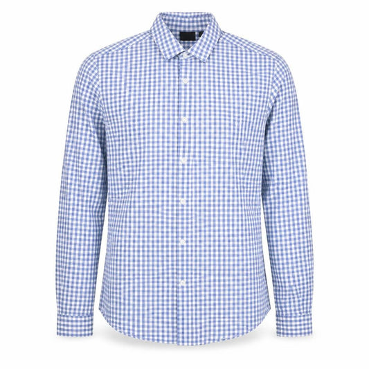 Front view of ASOS Men's Blue Check Slim Fit Long Sleeve Button-Up Shirt M