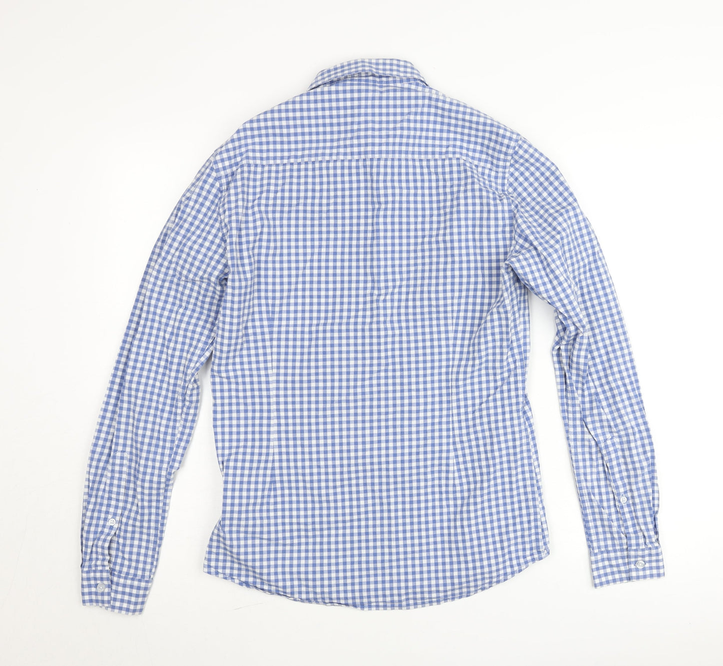 ASOS Men's Blue Check Slim Fit Long Sleeve Button-Up Shirt M