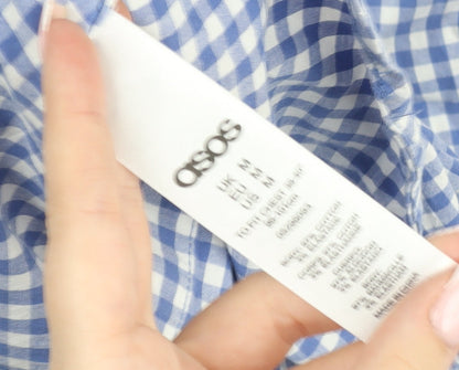 ASOS Men's Blue Check Slim Fit Long Sleeve Button-Up Shirt M