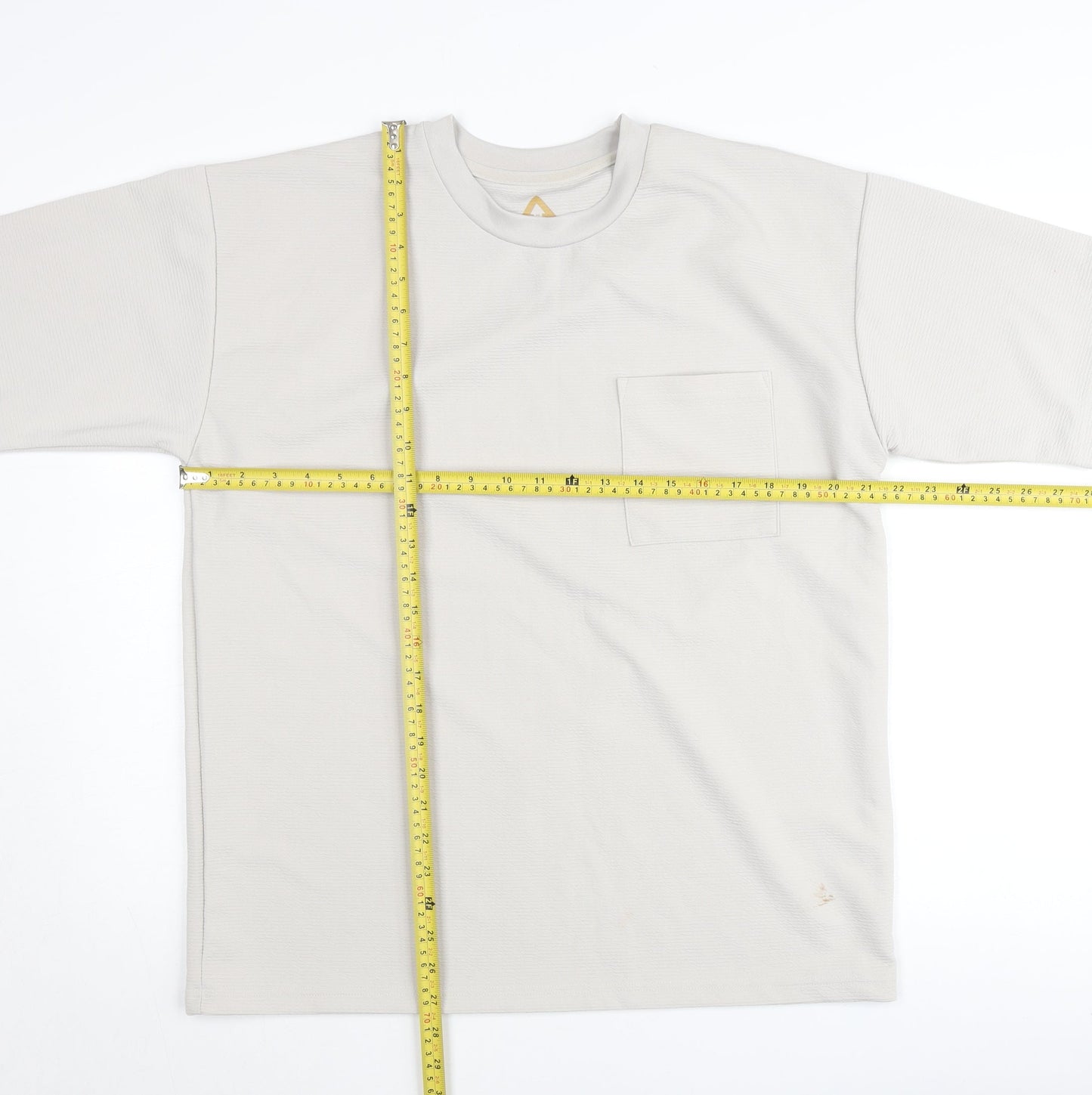 A Wear Men's Beige Short Sleeve Crew Neck Cotton T-Shirt Size M