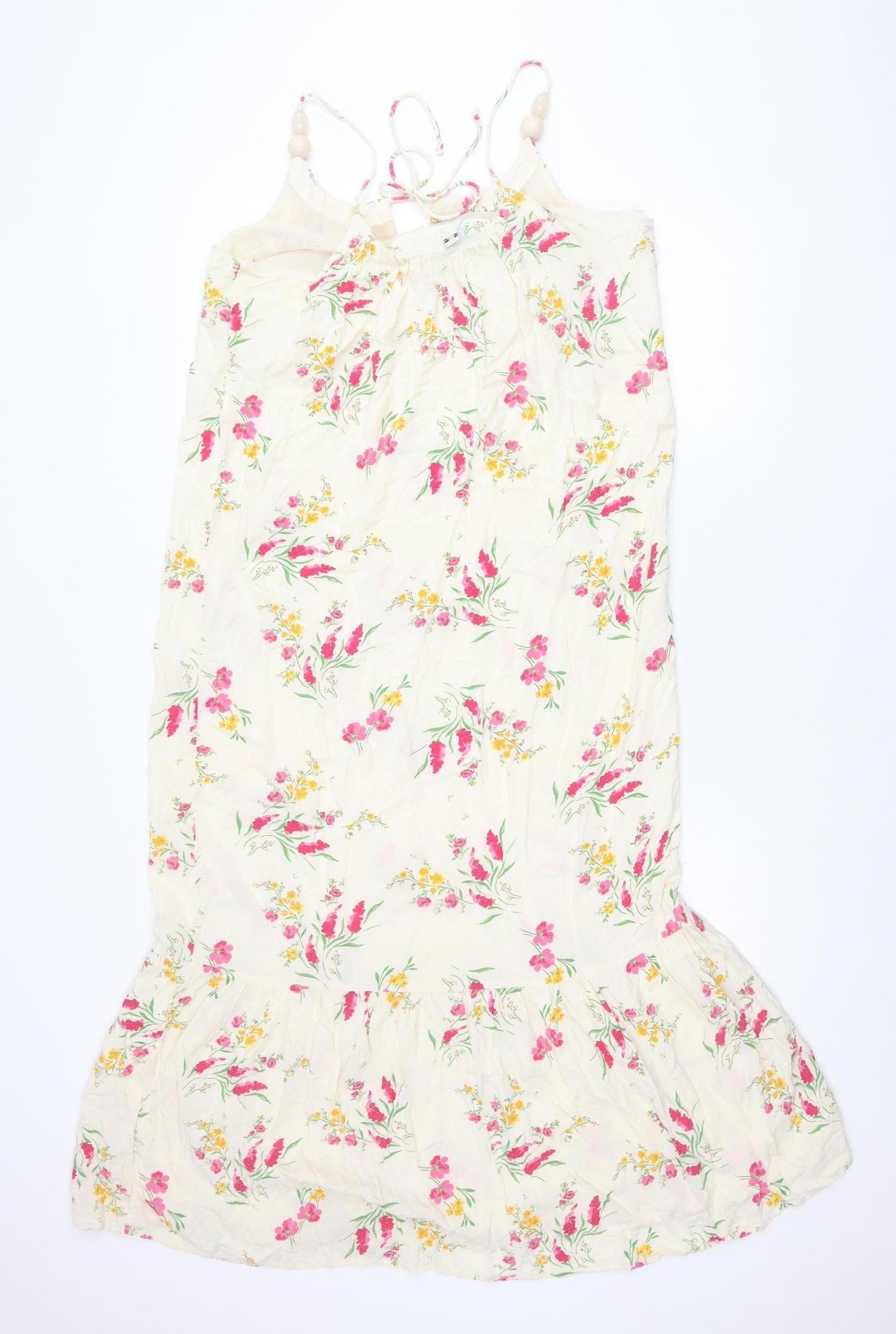 In Other Words Women’s Ivory Floral Beaded Tie Strap Slip Dress Size 12