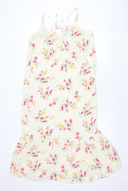 In Other Words Women’s Ivory Floral Beaded Tie Strap Slip Dress Size 12