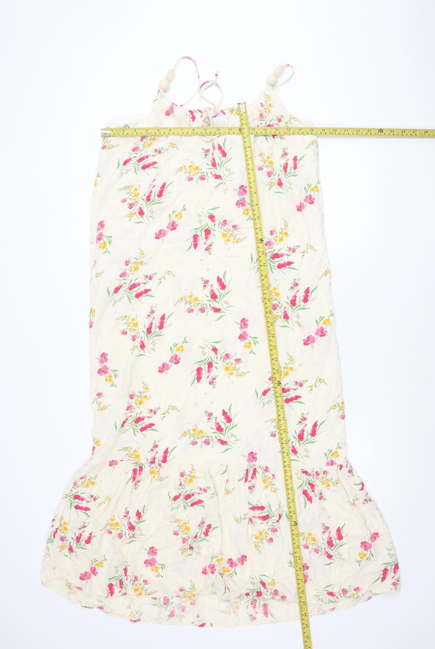 In Other Words Women’s Ivory Floral Beaded Tie Strap Slip Dress Size 12