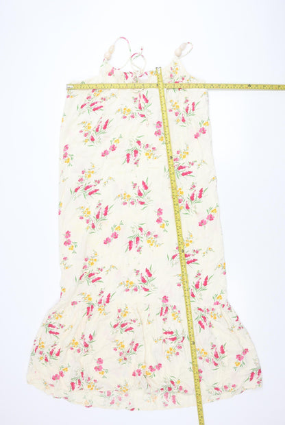 In Other Words Women’s Ivory Floral Beaded Tie Strap Slip Dress Size 12
