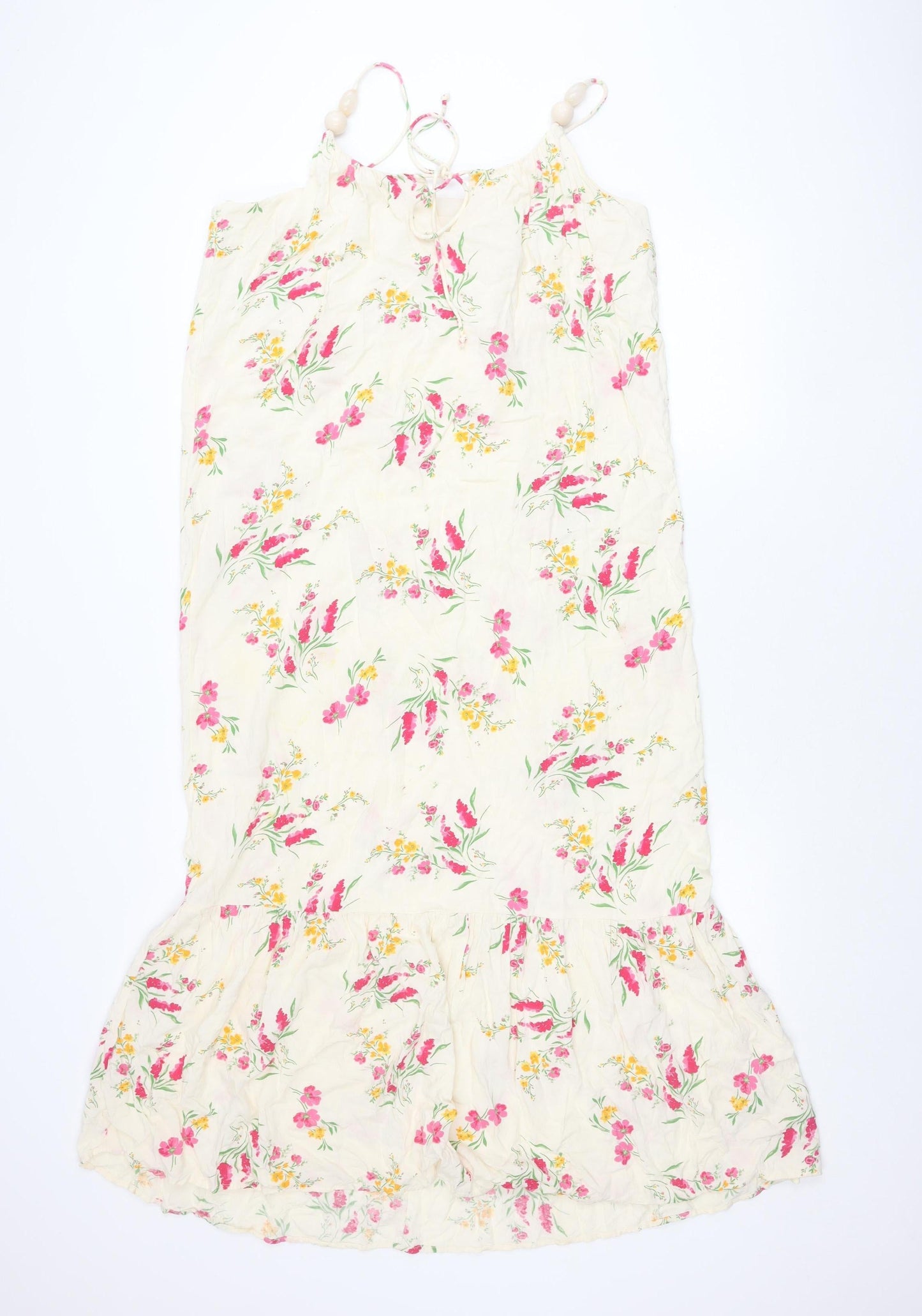 In Other Words Women’s Ivory Floral Beaded Tie Strap Slip Dress Size 12