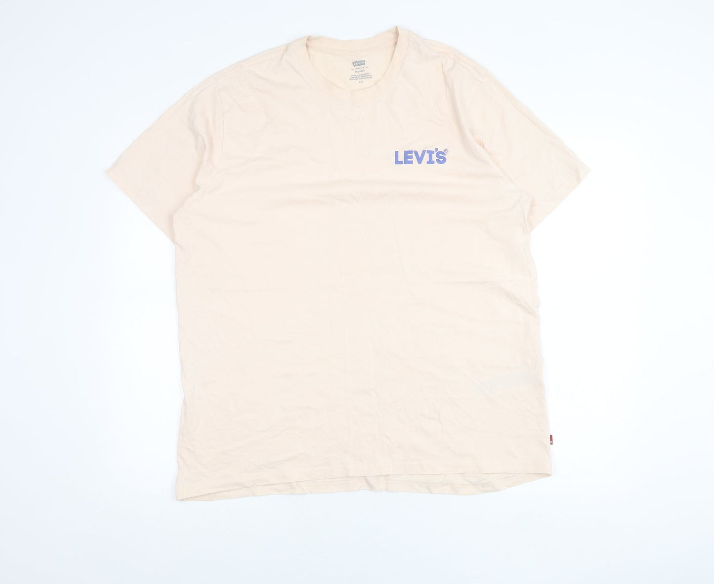 Levi's Men's Beige Short Sleeve Crew Neck Logo Cotton T-Shirt Size L