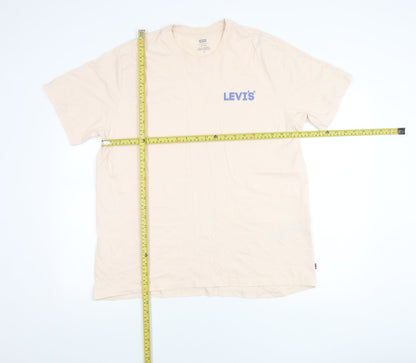 Levi's Men's Beige Short Sleeve Crew Neck Logo Cotton T-Shirt Size L