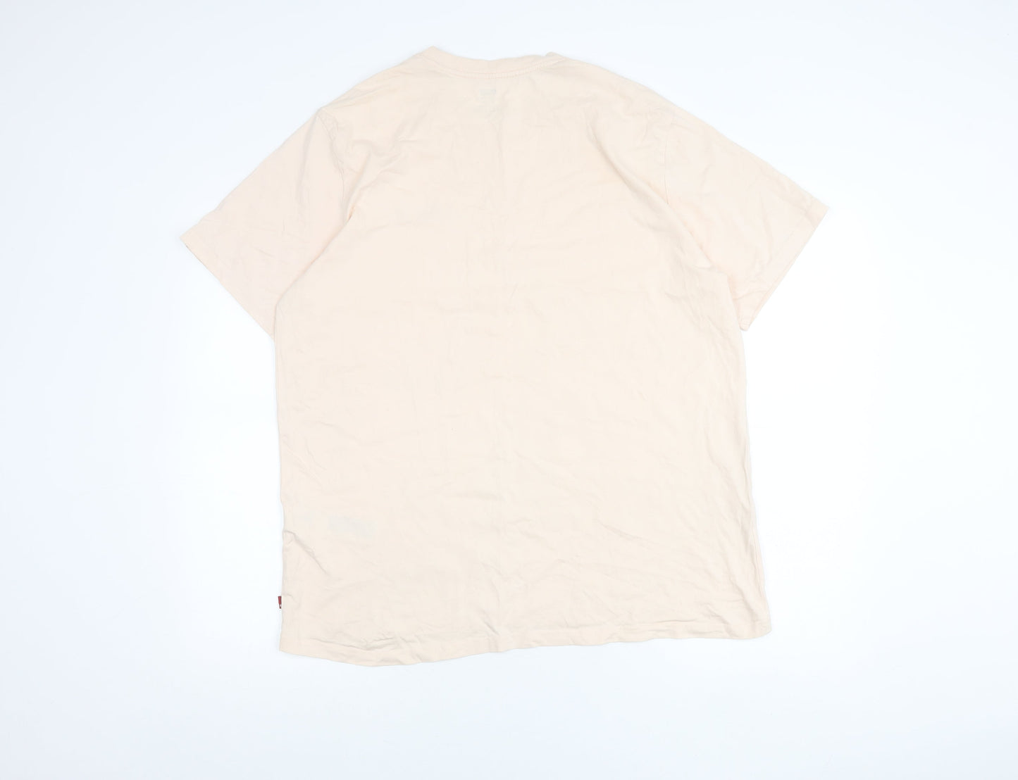 Levi's Men's Beige Short Sleeve Crew Neck Logo Cotton T-Shirt Size L