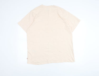 Levi's Men's Beige Short Sleeve Crew Neck Logo Cotton T-Shirt Size L