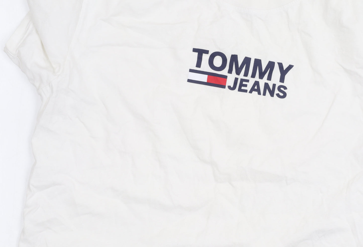 Tommy Jeans Men's White XL Logo Short Sleeve Cotton T-Shirt