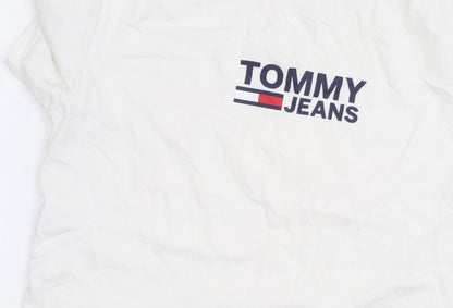 Tommy Jeans Men's White XL Logo Short Sleeve Cotton T-Shirt
