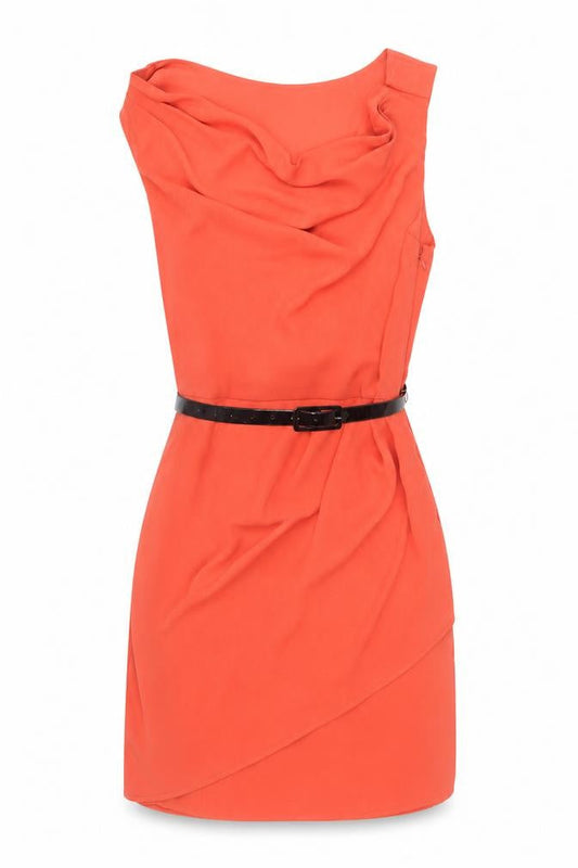Oasis Women Orange Fit & Flare Sleeveless Short Dress Size 8