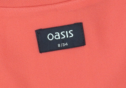 Oasis Women Orange Fit & Flare Sleeveless Short Dress Size 8
