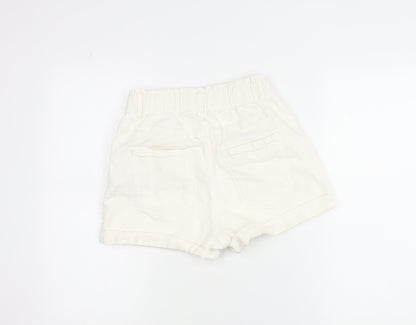 Bershka Women’s Ivory Paperbag Shorts Size 8 Cotton Blend