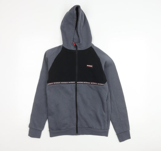 McKenzie Boys Grey Black Hooded Track Jacket 12-13 Years Full Zip Lined