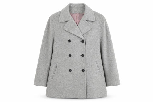 Principles Women's Grey Wool Blend Pea Coat UK 14 Classic Mid-Length