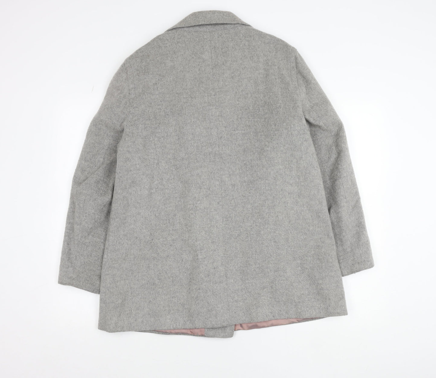 Principles Women's Grey Wool Blend Pea Coat UK 14 Classic Mid-Length