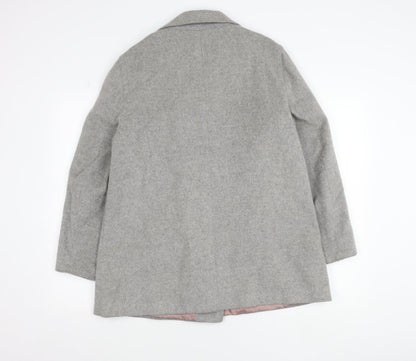 Principles Women's Grey Wool Blend Pea Coat UK 14 Classic Mid-Length