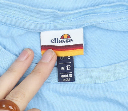 Ellesse Women's Blue Cropped Logo T-Shirt UK 12