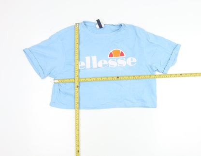 Ellesse Women's Blue Cropped Logo T-Shirt UK 12
