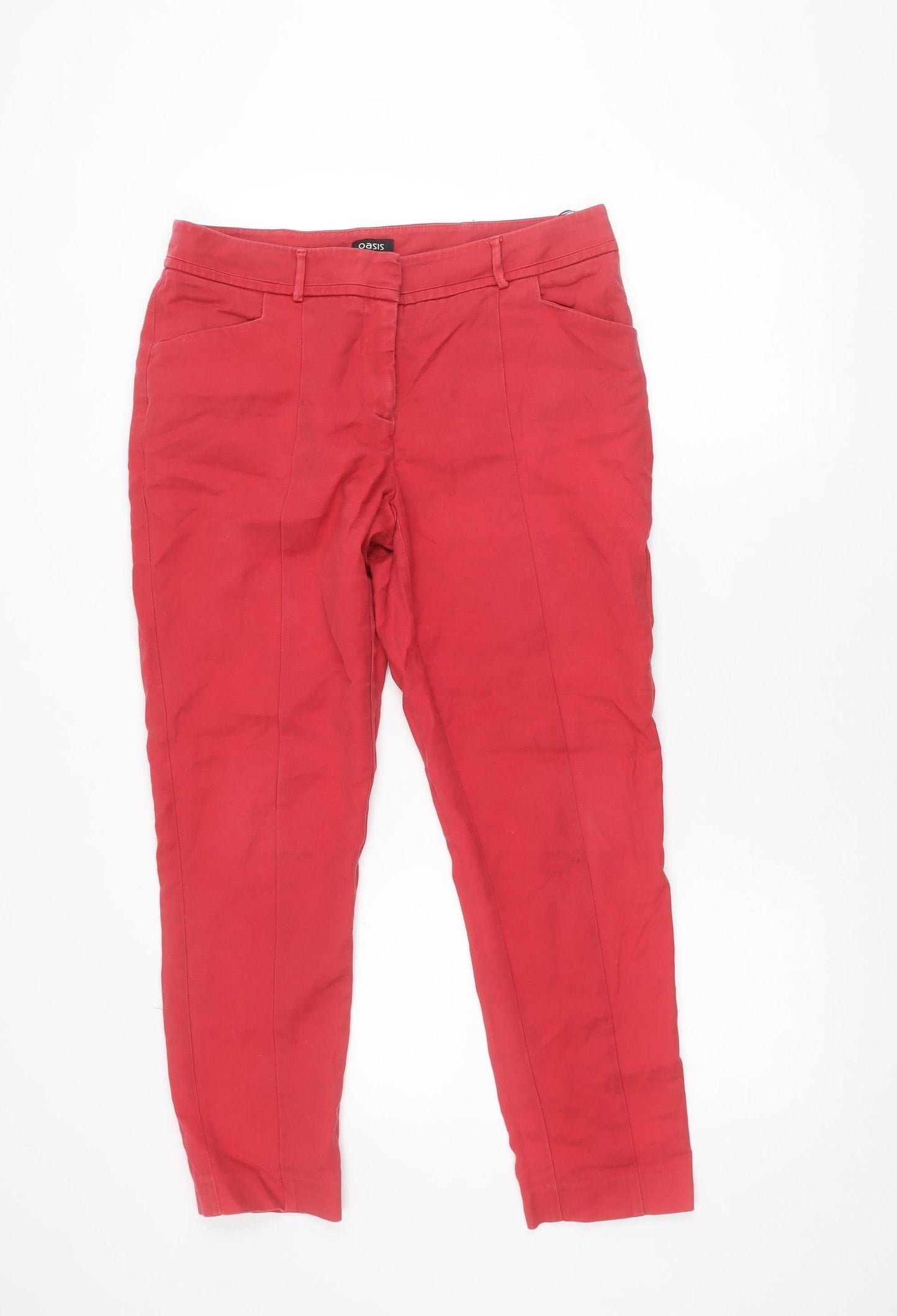 Oasis Womens Red Chino Trousers Size 12 Cotton Blend Smart Casual