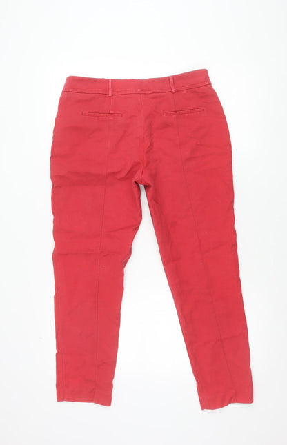 Oasis Womens Red Chino Trousers Size 12 Cotton Blend Smart Casual