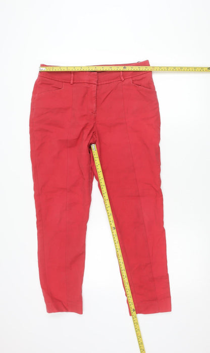 Oasis Womens Red Chino Trousers Size 12 Cotton Blend Smart Casual