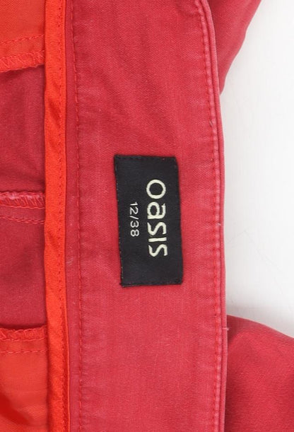 Oasis Womens Red Chino Trousers Size 12 Cotton Blend Smart Casual