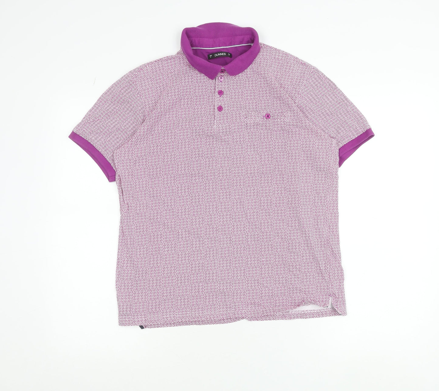 Dunnes Stores Men's Purple Geometric Cotton Polo Shirt Size S