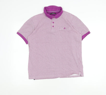 Dunnes Stores Men's Purple Geometric Cotton Polo Shirt Size S
